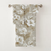 Serviette de bain élégante Fleurs blanches Couleur (En situation)