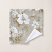 Serviette de bain élégante Fleurs blanches Couleur (Gant de toilette)