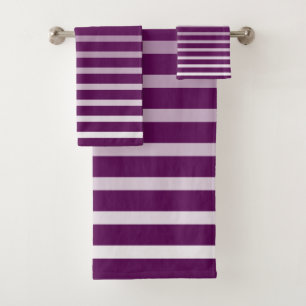 Serviette de bain élégante rayée prune - Prune