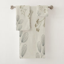 Serviette de bain en art botanique minimaliste