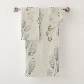 Serviette de bain en art botanique minimaliste
