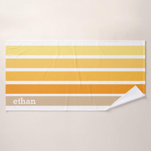 Serviette de bain en bande jaune, orange et Brown (Serviette de bain)