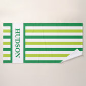 Serviette de bain en bande verte avec nom personna (Serviette de bain)