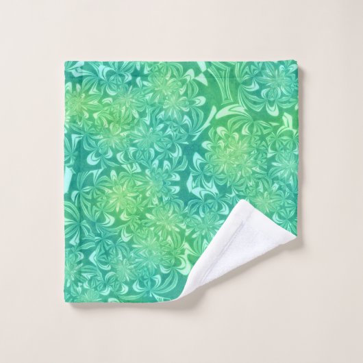 serviette de bain en batik vert (Gant de toilette)