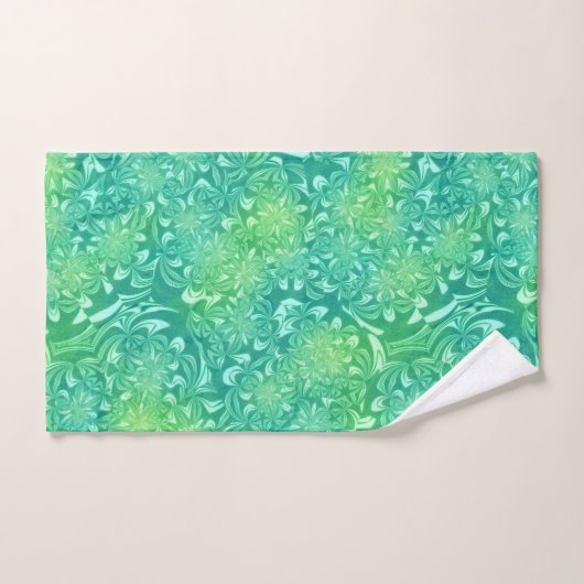 serviette de bain en batik vert (Serviette à main)