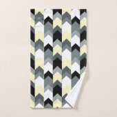 Serviette de bain en chevron noir, gris, jaune (Serviette à main)