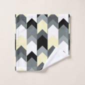 Serviette de bain en chevron noir, gris, jaune (Gant de toilette)