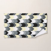 Serviette de bain en chevron noir, gris, jaune (Serviette à main)