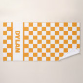 Serviette de bain en damier orange gras (Serviette de bain)