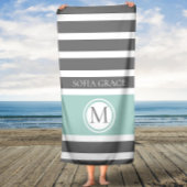 Serviette de bain en Gris Monogrammé et Gris de Mo