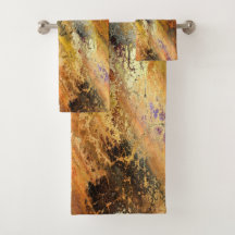 Serviette de bain en marbre orange abstrait doré