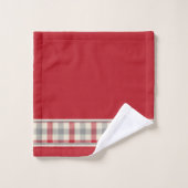 Serviette de bain en plaid de style ferme rouge et (Gant de toilette)