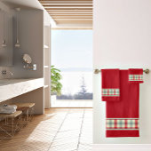 Serviette de bain en plaid de style ferme rouge et