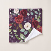 Serviette de bain Ensemble Plum violet Rose or Geo (Gant de toilette)