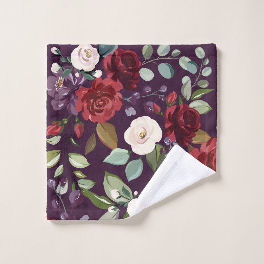 Serviette de bain Ensemble Plum violet Rose or Geo (Gant de toilette)