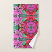 Serviette de bain ensemble rose et rouge Poinsetti (Serviette à main)