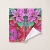Serviette de bain ensemble rose et rouge Poinsetti (Gant de toilette)