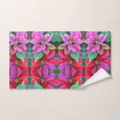 Serviette de bain ensemble rose et rouge Poinsetti (Serviette à main)