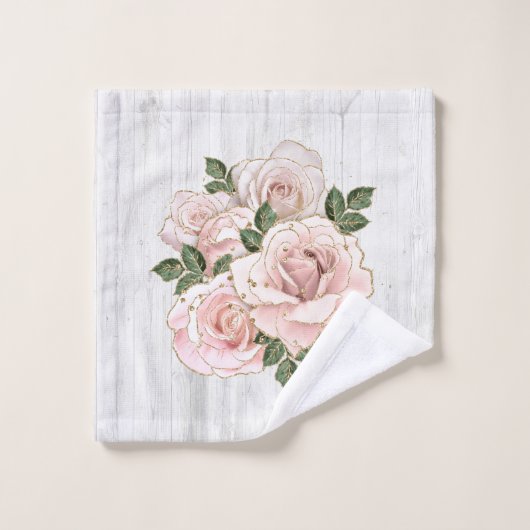 Serviette de bain Ensemble Rustique Blush Roses et (Gant de toilette)
