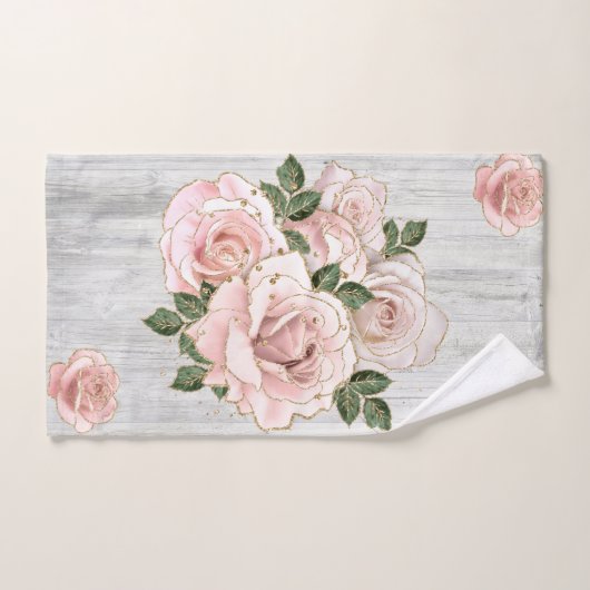 Serviette de bain Ensemble Rustique Blush Roses et (Serviette à main)