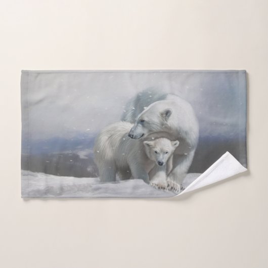 Serviette de bain famille Ours polaire (Serviette à main)