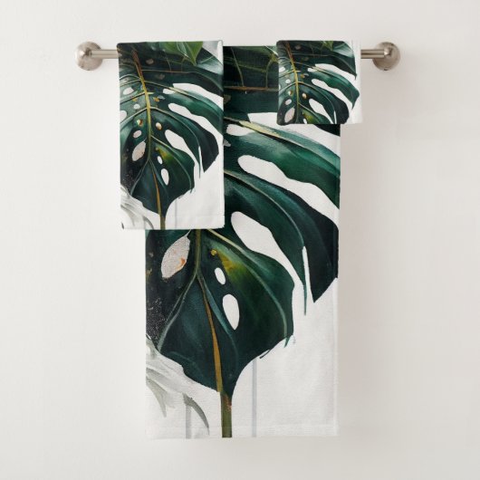 Serviette de bain Feuille Monstera Tropical (En situation)