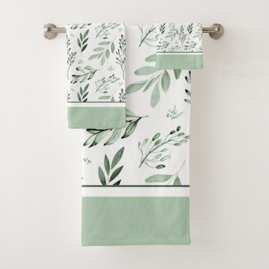 Serviette de bain feuille verte (En situation)
