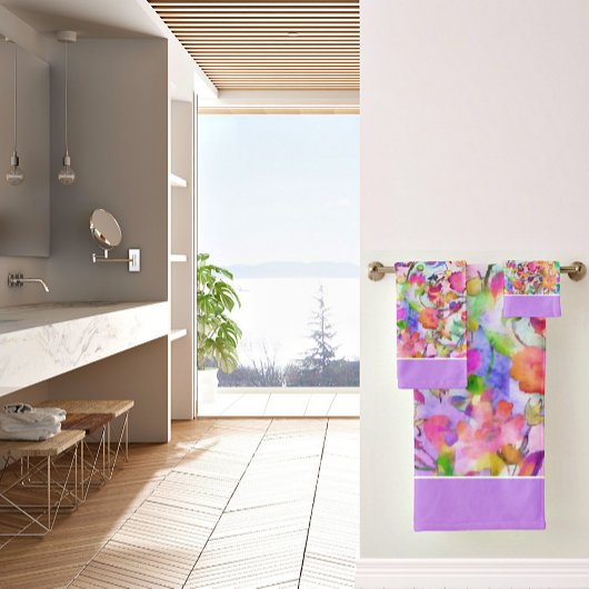 Serviette de bain fleurie Pastel