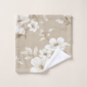 Serviette de bain Fleurs blanches Taupe rustique (Gant de toilette)