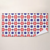 Serviette de bain Fleurs Bleu Bohème Rouge Violet (Serviette de bain)