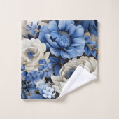 Serviette de bain Fleurs d'Ivoire et Bleu Opulent (Gant de toilette)