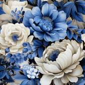 Serviette de bain Fleurs d'Ivoire et Bleu Opulent