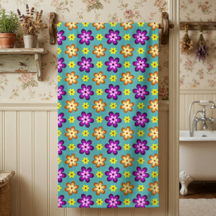 Serviette de bain Fleurs Rétro Colorées Mignonnes