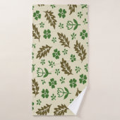 Serviette de bain florale crème et verte (Serviette de bain)