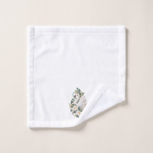 Serviette de bain florale élégante Cygne blanc (Gant de toilette)