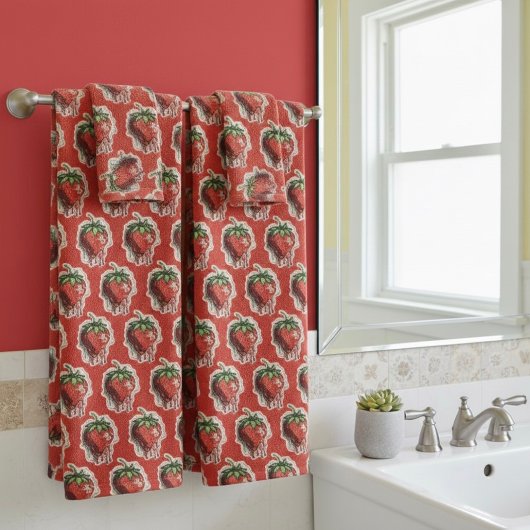 Serviette de bain fraise