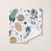 Serviette de bain garçon fusée pastel avec planète (Gant de toilette)