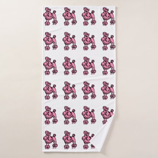 Serviette de bain grande rose rétro Caniche frança (Serviette de bain)