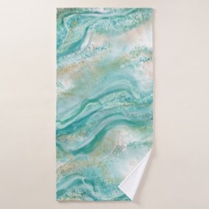Serviette de bain grande turquoise Marbre