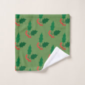 Serviette de bain Green Holly Red Berries (Gant de toilette)