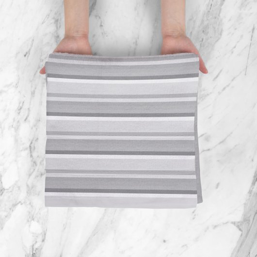 serviette de bain gris blanc rayé