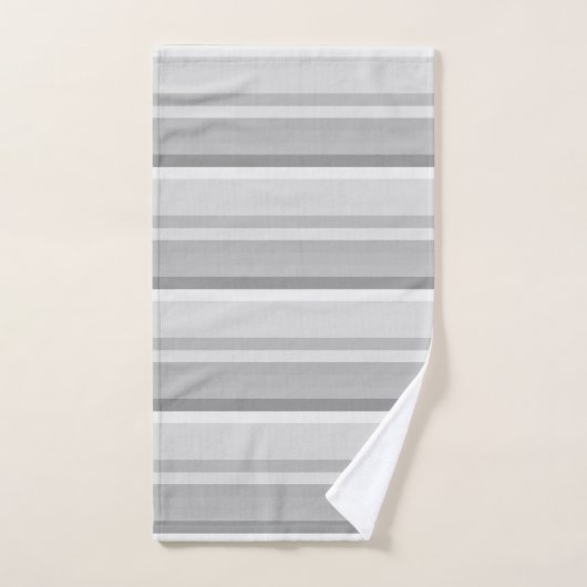 serviette de bain gris blanc rayé (Serviette à main)