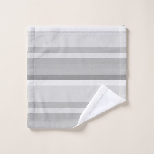 serviette de bain gris blanc rayé (Gant de toilette)