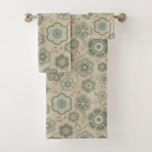 Serviette de bain grise et parchemin funky à fleu