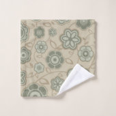 Serviette de bain grise et parchemin funky à fleur (Gant de toilette)