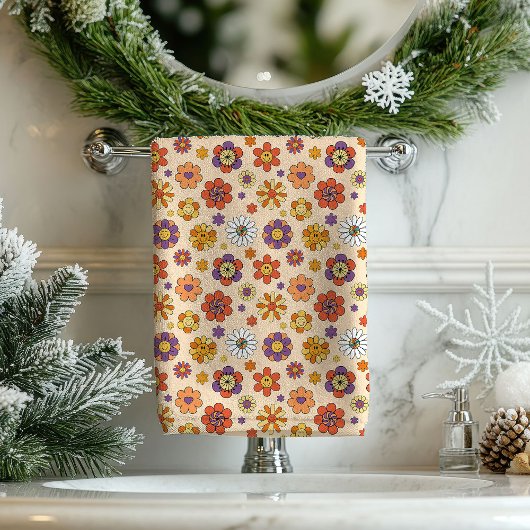 Serviette de bain groovy 70s ambiance boho éclecti