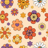 Serviette de bain groovy 70s ambiance boho éclecti