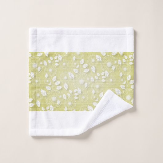 Serviette de bain jaune et bleu. (Gant de toilette)