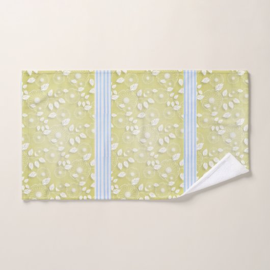 Serviette de bain jaune et bleu. (Serviette à main)