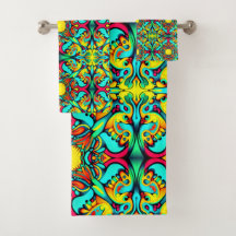 Serviette de bain jaune et bleu